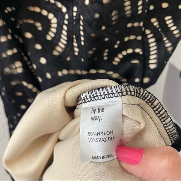 Revolve By the Way. Vicky Lace Eyelet Overlay Scalloped Black Mini Dress Size XS - Picture 12 of 13